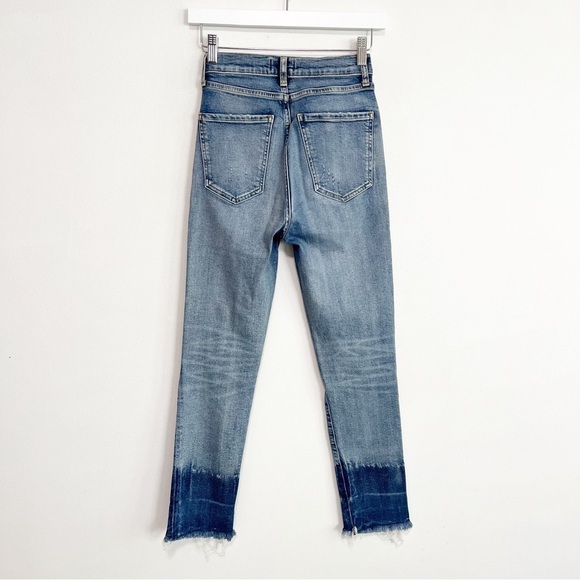 AGOLDE Ruby Super High Rise Slim Straight Jeans Two Tone Distressed 24 - Picture 5 of 8